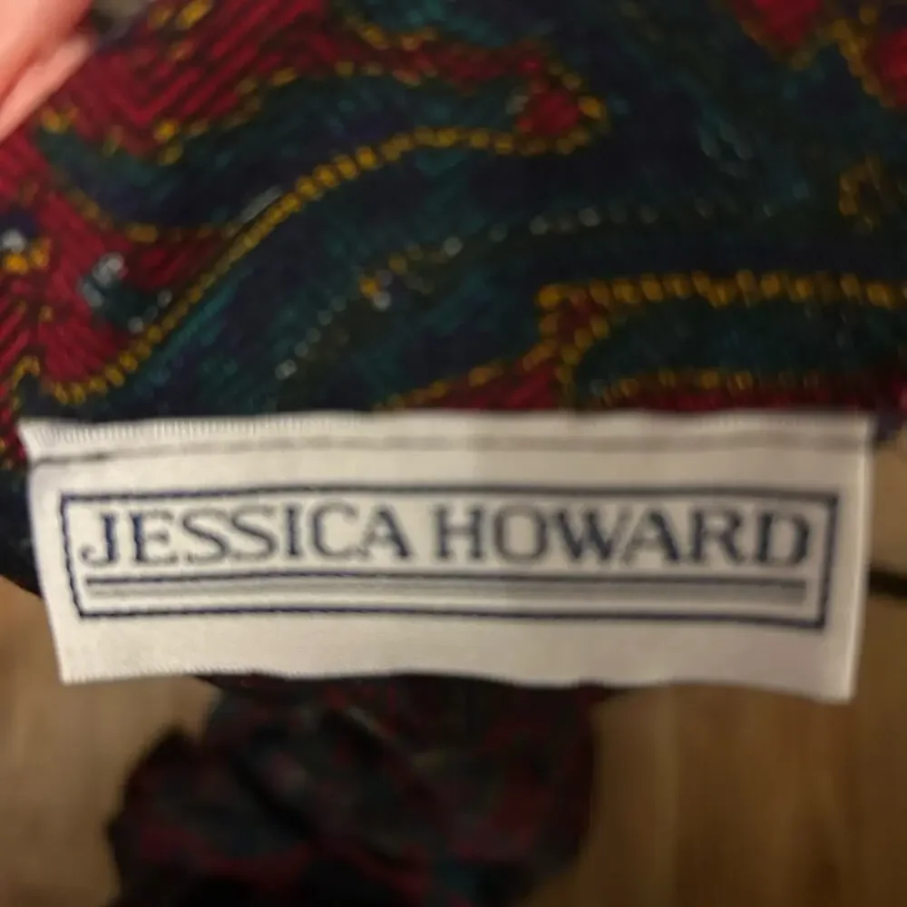Vintage Jessica Howard Paisley Button‑Back Dress – Pockets, Jewel‑Tone Print